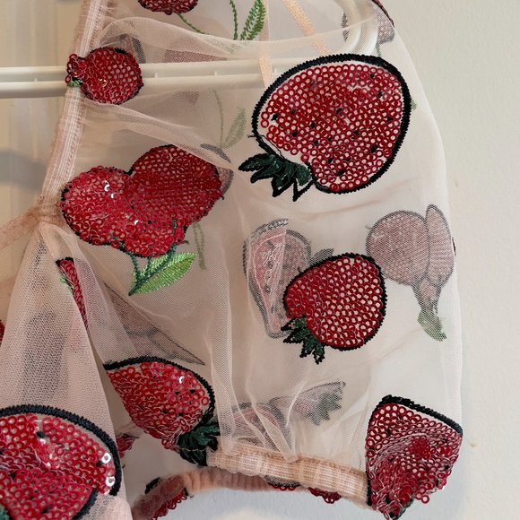 Sheer Top Shop Strawberry and Cherry Mesh Shirt - Picture 3 of 3